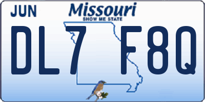 MO license plate DL7F8Q