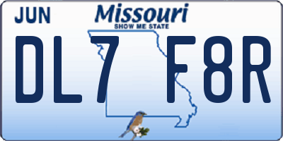 MO license plate DL7F8R
