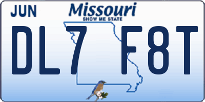 MO license plate DL7F8T