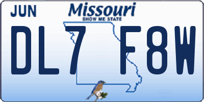 MO license plate DL7F8W