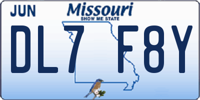 MO license plate DL7F8Y