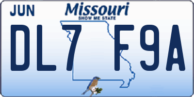 MO license plate DL7F9A