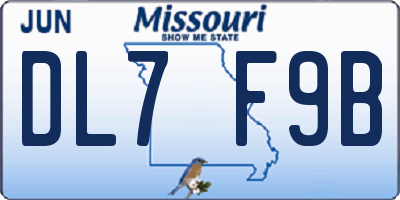 MO license plate DL7F9B