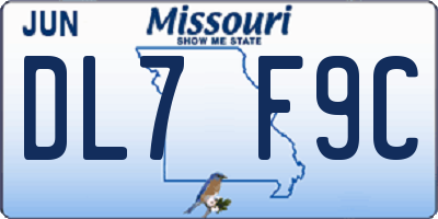 MO license plate DL7F9C