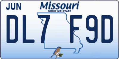 MO license plate DL7F9D