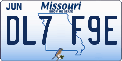 MO license plate DL7F9E