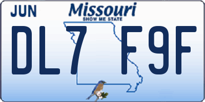 MO license plate DL7F9F