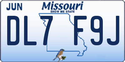 MO license plate DL7F9J