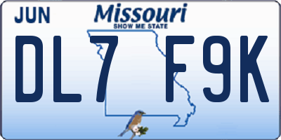 MO license plate DL7F9K