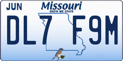 MO license plate DL7F9M
