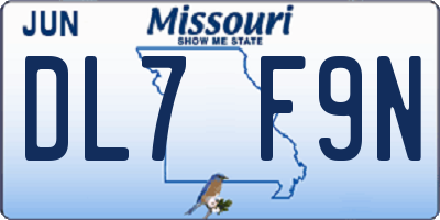 MO license plate DL7F9N