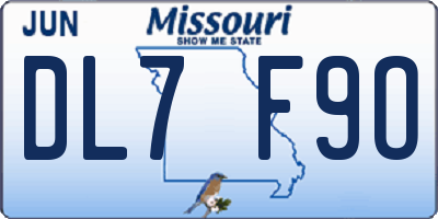 MO license plate DL7F9O