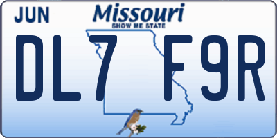 MO license plate DL7F9R