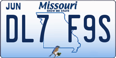 MO license plate DL7F9S