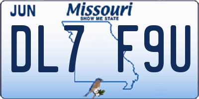 MO license plate DL7F9U