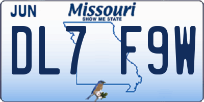 MO license plate DL7F9W