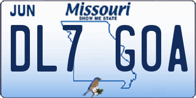 MO license plate DL7G0A