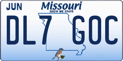 MO license plate DL7G0C