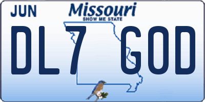 MO license plate DL7G0D