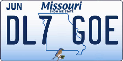 MO license plate DL7G0E