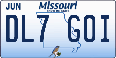 MO license plate DL7G0I