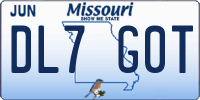 MO license plate DL7G0T