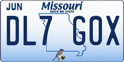 MO license plate DL7G0X