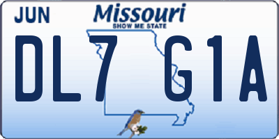 MO license plate DL7G1A