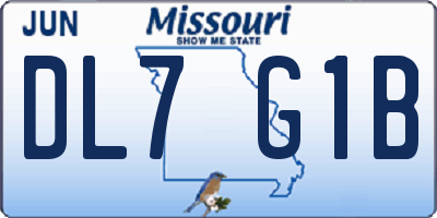 MO license plate DL7G1B