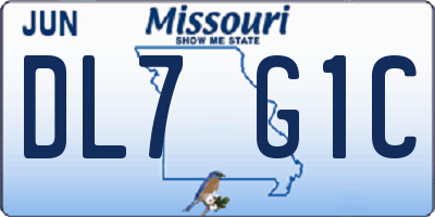 MO license plate DL7G1C