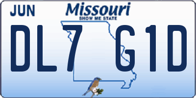 MO license plate DL7G1D