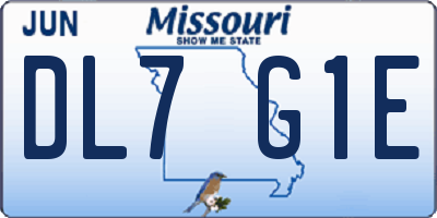 MO license plate DL7G1E