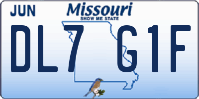 MO license plate DL7G1F