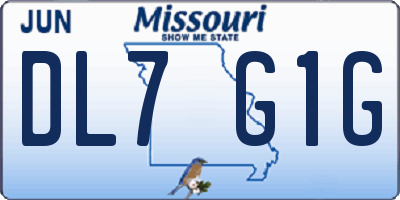MO license plate DL7G1G