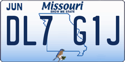 MO license plate DL7G1J