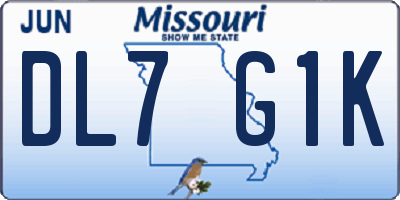 MO license plate DL7G1K