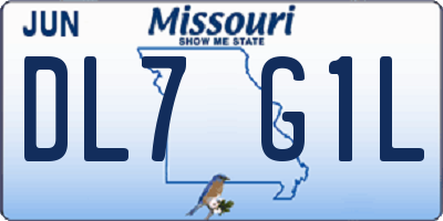 MO license plate DL7G1L