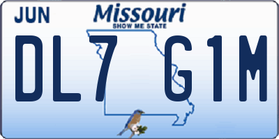 MO license plate DL7G1M