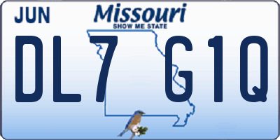 MO license plate DL7G1Q