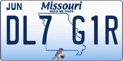 MO license plate DL7G1R