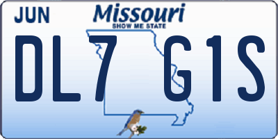 MO license plate DL7G1S