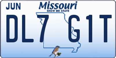 MO license plate DL7G1T