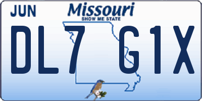 MO license plate DL7G1X