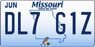 MO license plate DL7G1Z
