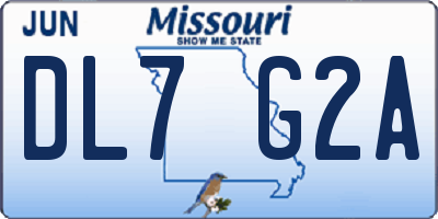 MO license plate DL7G2A
