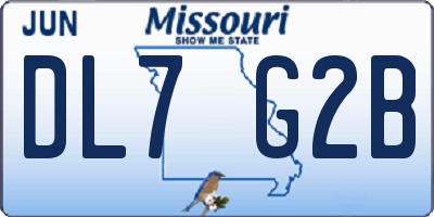 MO license plate DL7G2B
