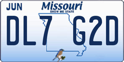 MO license plate DL7G2D