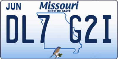 MO license plate DL7G2I