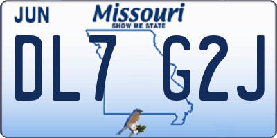 MO license plate DL7G2J