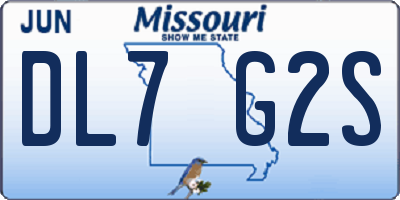 MO license plate DL7G2S